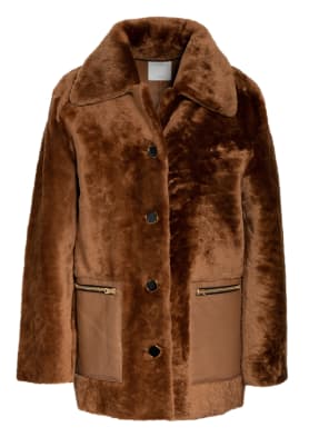 sandro Lederjacke mit Kunstfellbesatz