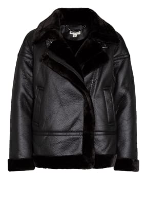 WHISTLES Jacke ULTIMATE in Lederoptik mit Kunstpelzbesatz