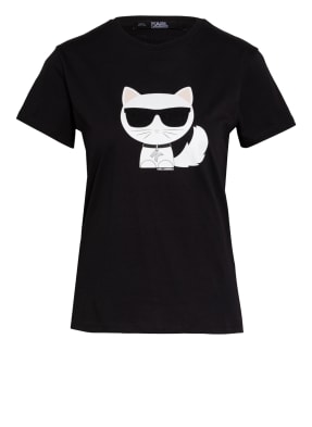 KARL LAGERFELD T-Shirt IKONIK CHOUPETTE mit Schmucksteinbesatz