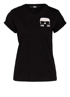 KARL LAGERFELD T-Shirt IKONIK mit Schmucksteinbesatz