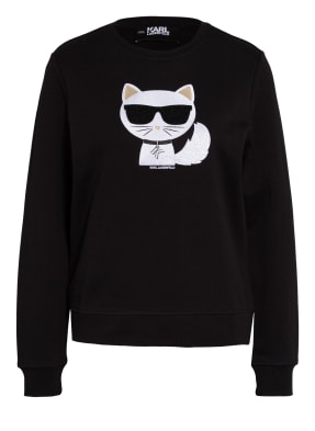 KARL LAGERFELD Sweatshirt IKONIK CHOUPETTE mit Schmucksteinbesatz