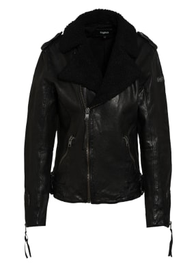 tigha Lederjacke BEREND mit abnehmbarem Kunstfellbesatz