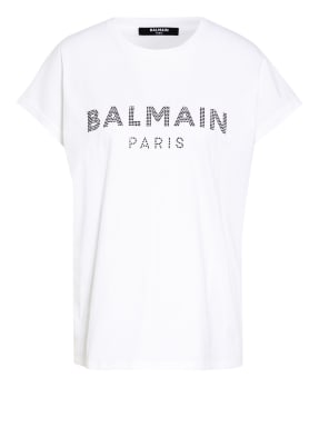 BALMAIN T-Shirt mit Schmucksteinbesatz