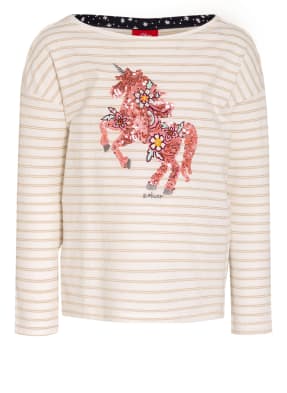 s.Oliver Longsleeve mit Glitzergarn- und Paillettenbesatz