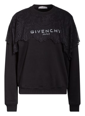 GIVENCHY Sweatshirt mit Spitzenbesatz