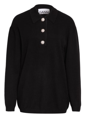 GANNI Cashmere-Pullover mit Schmucksteinbesatz