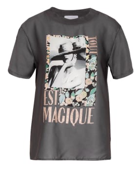 rich&royal T-Shirt im Materialmix mit Schmucksteinbesatz