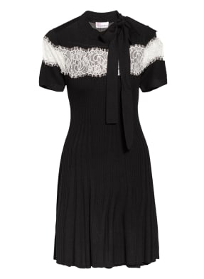 RED VALENTINO Strickkleid mit Spitzenbesatz und Schluppe