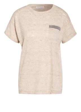 BRUNELLO CUCINELLI Leinenshirt mit Schmucksteinbesatz