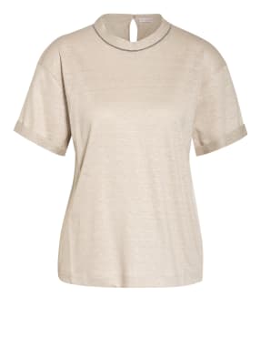 BRUNELLO CUCINELLI Leinenshirt mit Glitzergarn und Schmucksteinbesatz