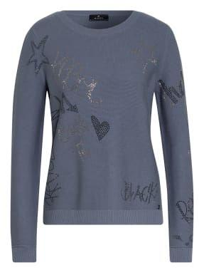 monari Pullover mit Schmucksteinbesatz