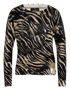 monari Pullover mit Schmucksteinbesatz