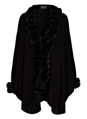 FRANK LYMAN Strick-Cape mit Kunstpelzbesatz