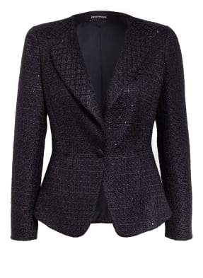 EMPORIO ARMANI Bouclé-Blazer mit Paillettenbesatz