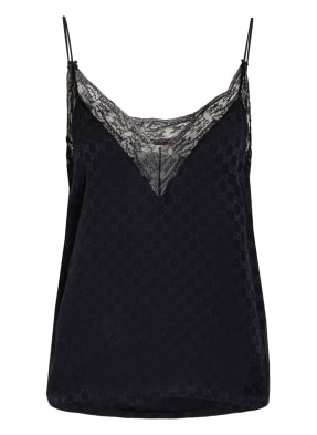 GUCCI Seidentop mit Spitzenborte