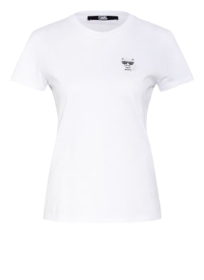 KARL LAGERFELD T-Shirt IKONIK mit Strasssteinbesatz