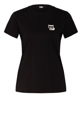 KARL LAGERFELD T-Shirt IKONIK mit Strasssteinbesatz