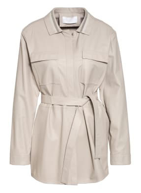 FABIANA FILIPPI Overshirt aus Leder mit Schmucksteinbesatz