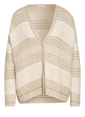 BRUNELLO CUCINELLI Strickjacke mit Leinen und Pailletenbesatz