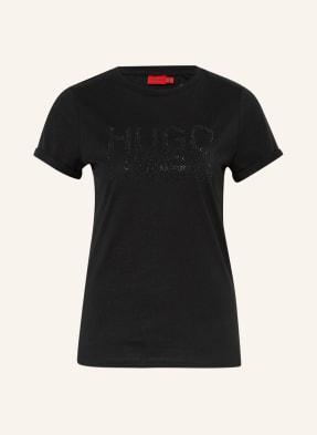 HUGO T-Shirt THE SLIM TEE mit Schmucksteinbesatz
