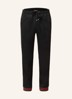 GUCCI Trousers in jogger style with tuxedo stripes