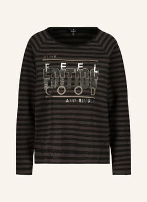 monari Longsleeve mit Schmucksteinbesatz und Glitzergarn