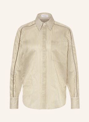 BRUNELLO CUCINELLI Hemdbluse mit Perlenbesatz und Glitzergarn