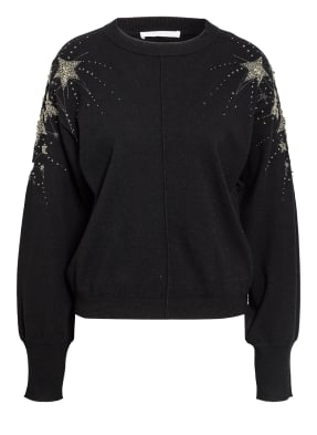 PATRIZIA PEPE Pullover mit Schmucksteinbesatz