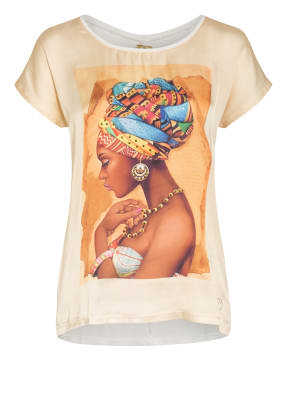KEY LARGO T-Shirt im Materialmix mit Schmucksteinbesatz
