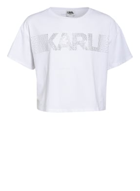 KARL LAGERFELD KIDS Cropped-Shirt mit Schmucksteinbesatz