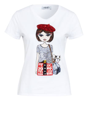 LIU JO T-Shirt mit Schmuckstein- und Paillettenbesatz