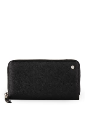 Buxton Ziparound Soft Genuine Leather Wallet,Black 