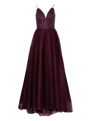 unique Abendkleid mit Pailletten- und Schmucksteinbesatz