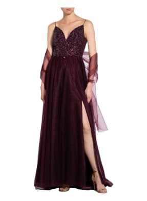 unique Abendkleid mit Pailletten- und Schmucksteinbesatz