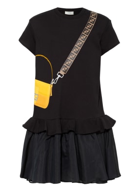 FENDI Kleid mit Volantbesatz im Materialmix