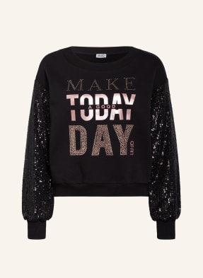 LIU JO Sweatshirt mit Schmuckstein- und Paillettenbesatz