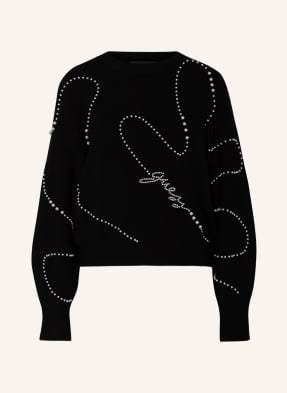 GUESS Pullover GINNY mit Schmuckperlenbesatz