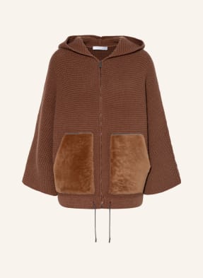 FABIANA FILIPPI Strickjacke mit Lammfellbesatz