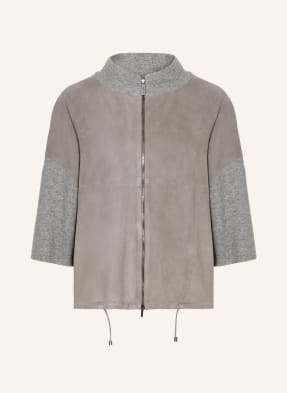 FABIANA FILIPPI Lederjacke im Materialmix mit 3/4-Arm