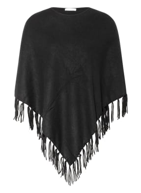 darling harbour Poncho mit Cashmere und Fransenbesatz