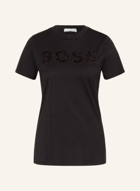 BOSS T-Shirt ELOGO mit Paillettenbesatz