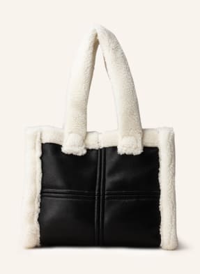 STAND STUDIO Shopper LIZ SMALL mit Teddyfell-Besatz
