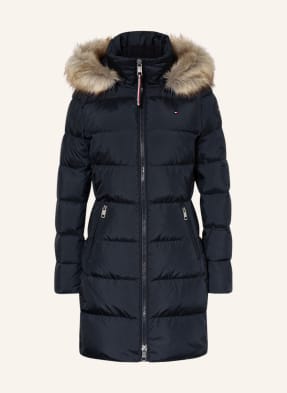 TOMMY HILFIGER Daunenmantel mit Kunstfellbesatz