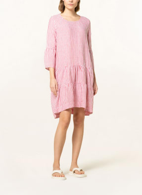 ROBERT FRIEDMAN Leinenkleid mit 3/4-Arm und Volantbesatz