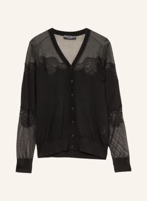 DOLCE & GABBANA Cardigan with lace and cashmere