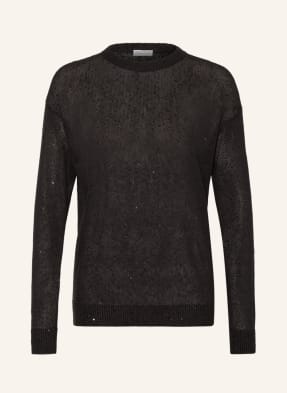BRUNELLO CUCINELLI Linen sweater with sequin trim