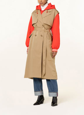 COLOURFUL REBEL 2-in-1 trench coat in mixed materials with detachable hood