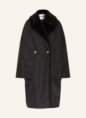 ESSENTIEL ANTWERP Oversized coat CI with faux fur trim
