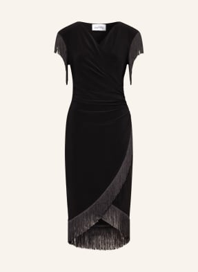 Joseph Ribkoff Dress in wrap look with fringes 
