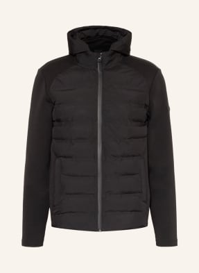 HACKETT LONDON Quilted jacket in mixed materials with detachable hood
